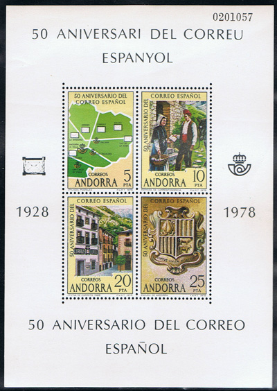 La fulleta andorrana dels 50 anys del correu espanyol.